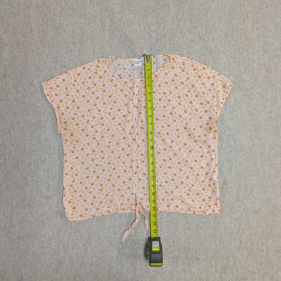 Melrose & Market Floral Sunflower Tie-Front Women's Medium Cap Sleeve Blouse - Picture 4 of 7